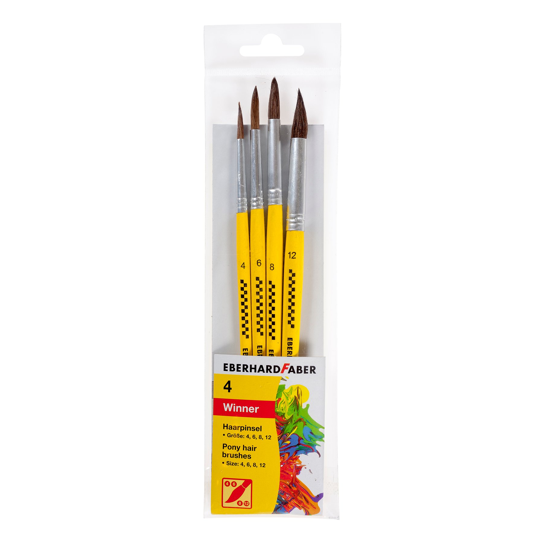 Eberhard Faber Paintbrush set, round No. 4, 6, 8, 12, natural hair, blister