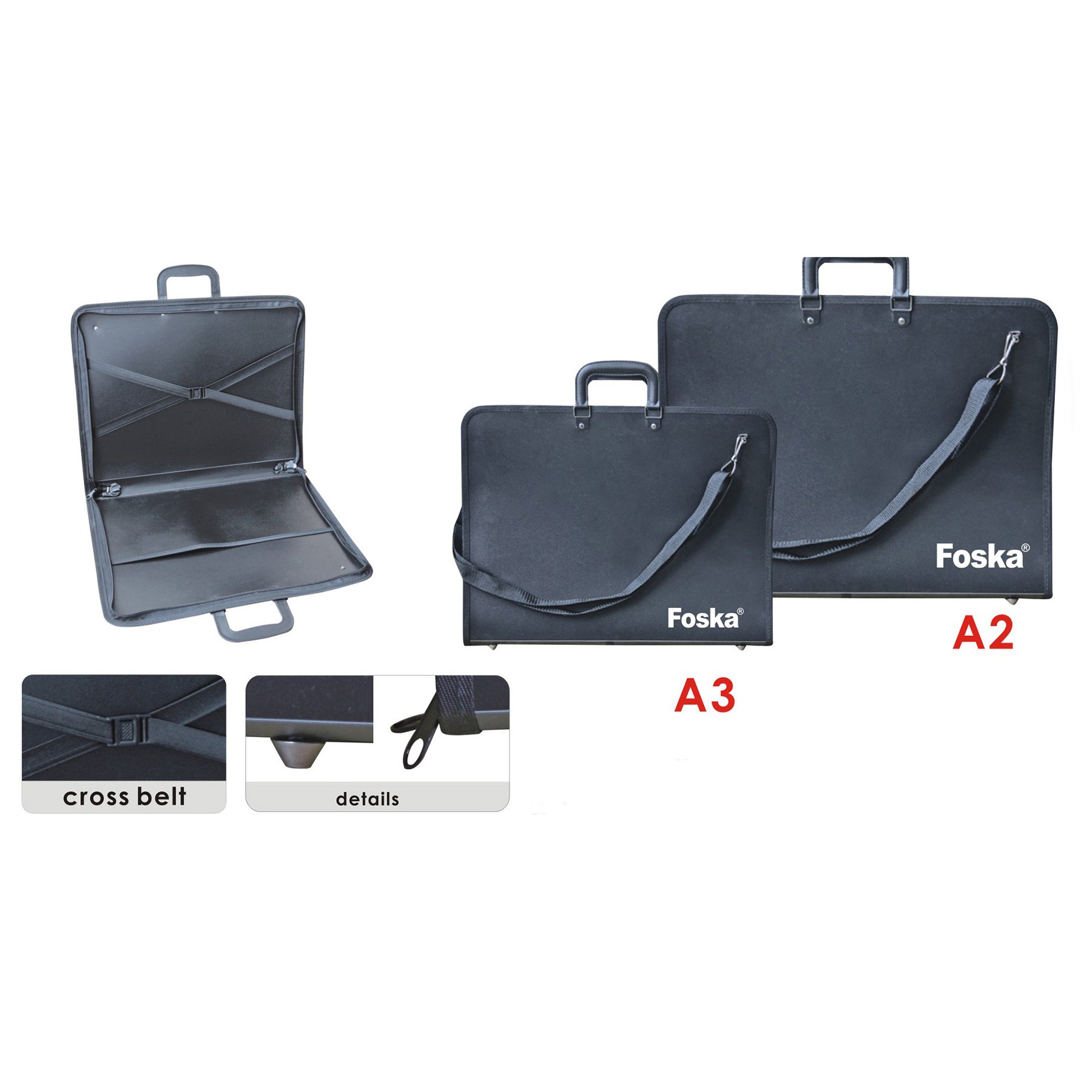 Foska Artist Bag, A3, 46.5 x 35 x 3.8 cm, Black