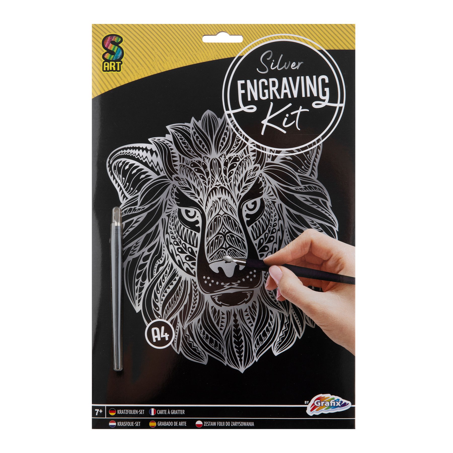Moxy Scratch Art Set Lion, A4, silver