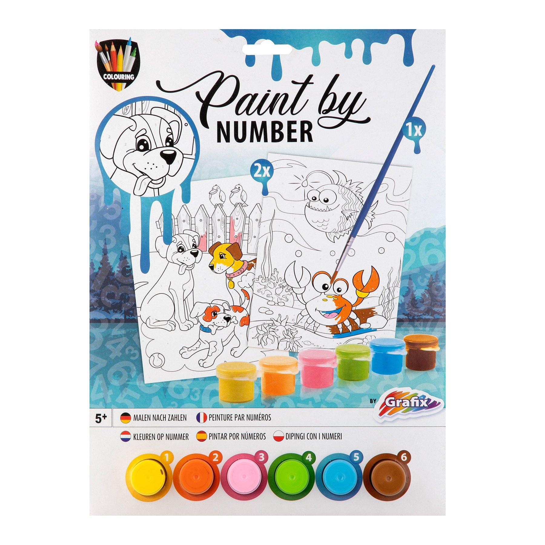 Moxy Paint by Numbers Set, A4, 2 templates, blue