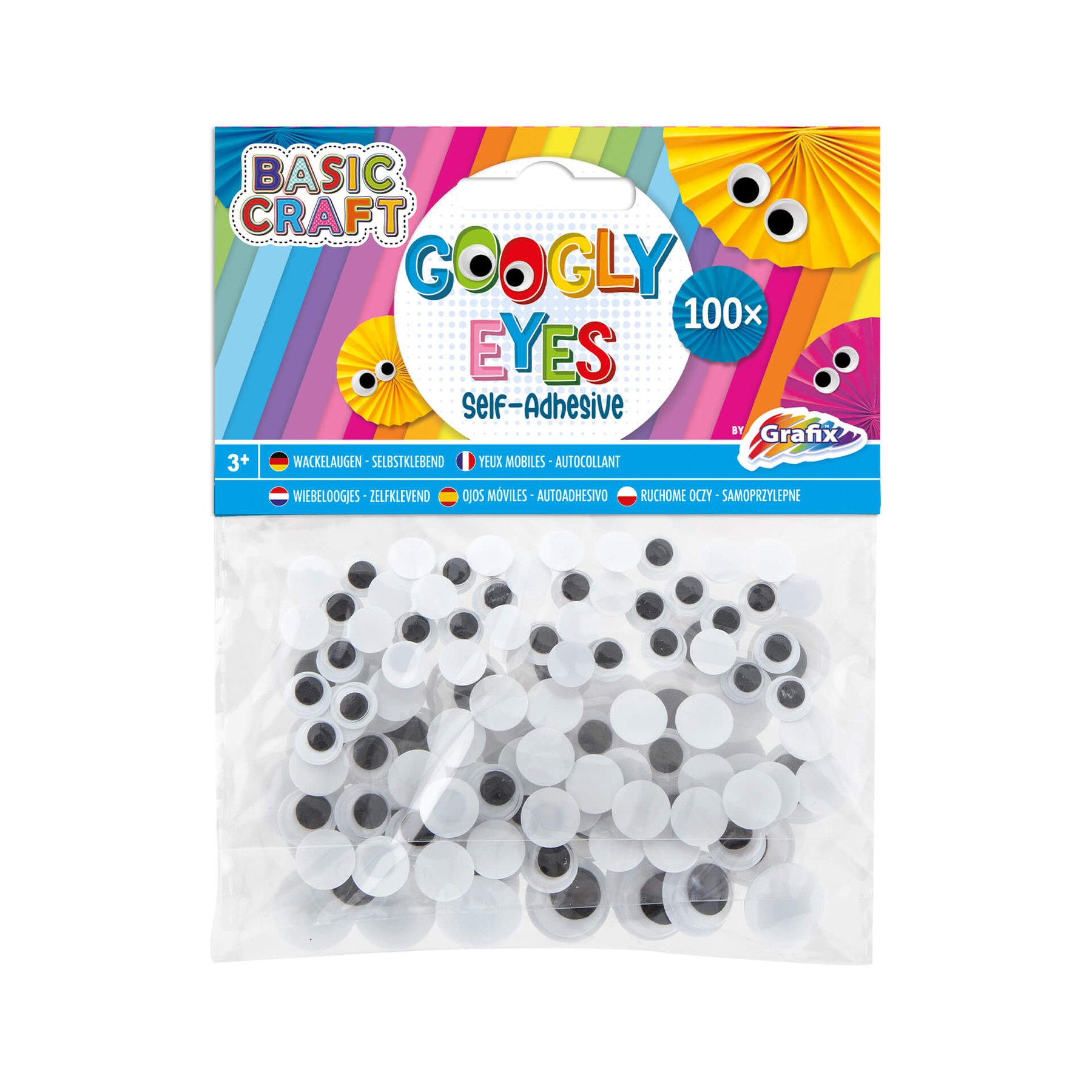 Moxy Googly eyes, self-adhesive, 3 sizes, 100 pcs
