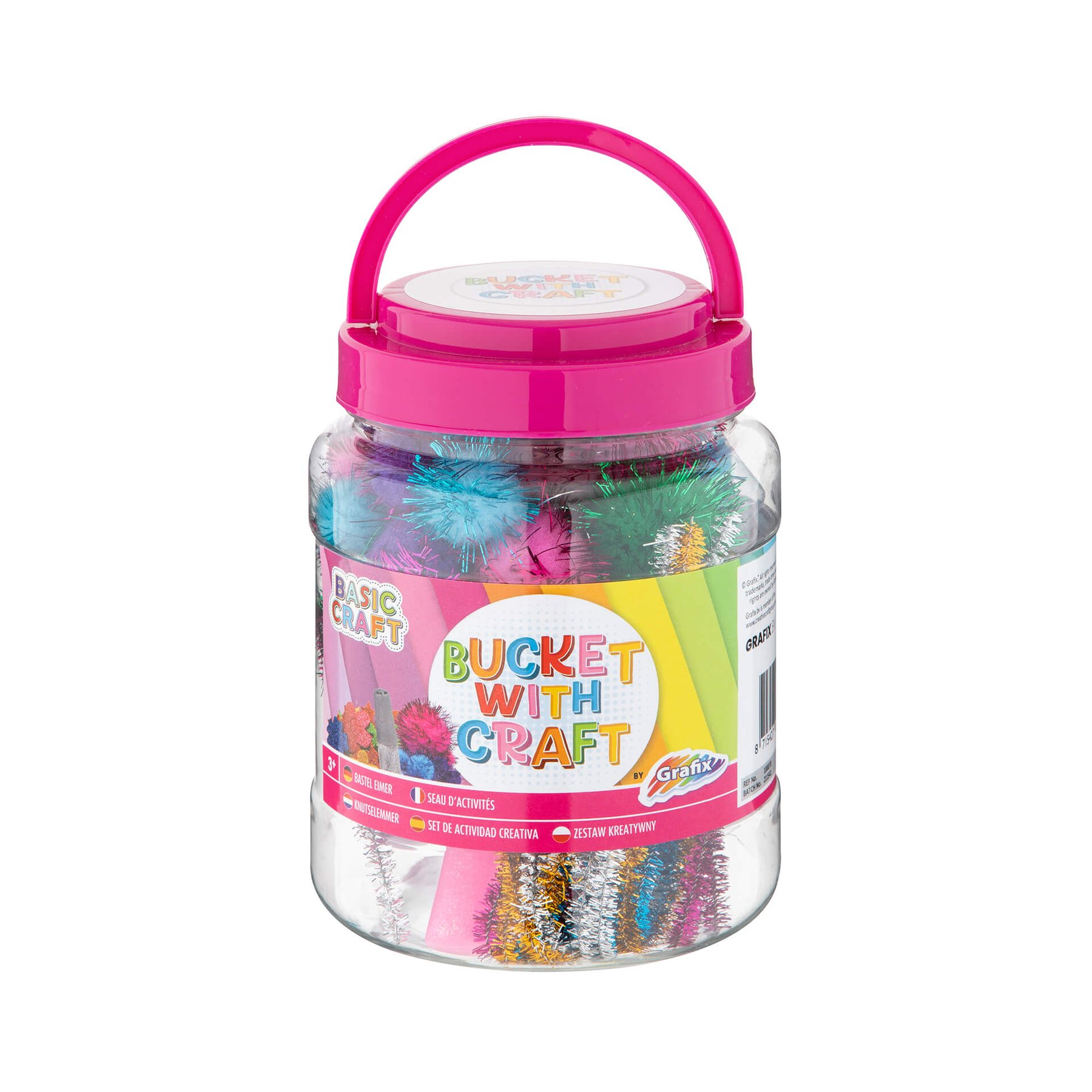Moxy Bucket with craft materials, pink