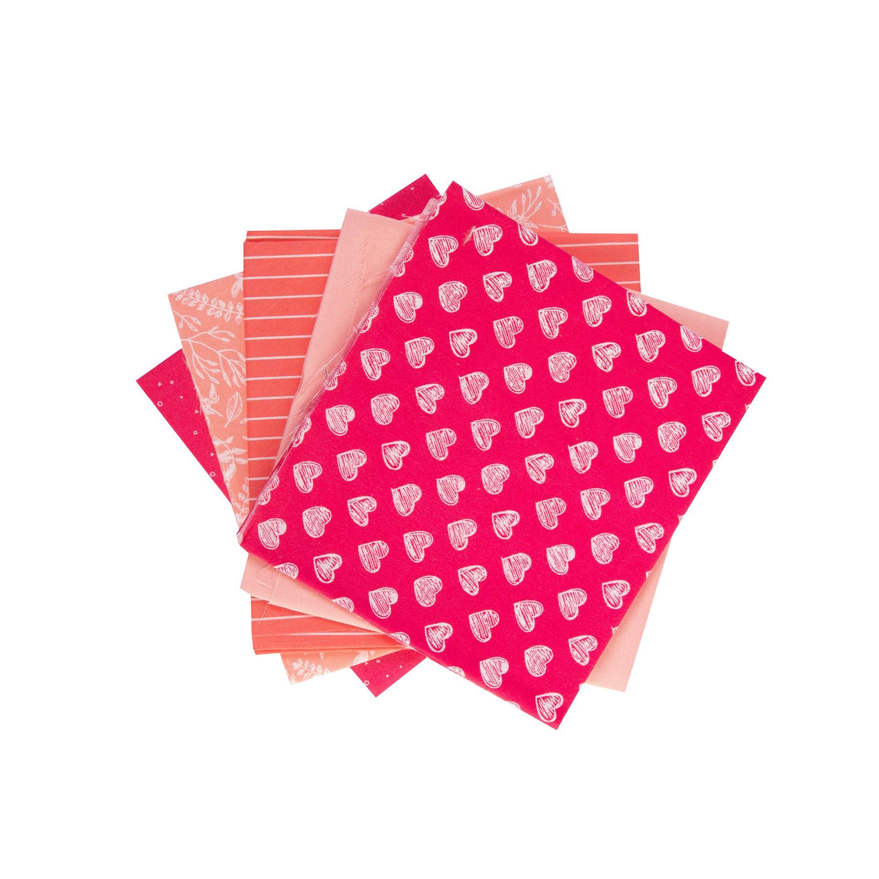 Craft ID Fabric with pink patterns, 100% polyester, 50 x 50 cm, 5 pieces