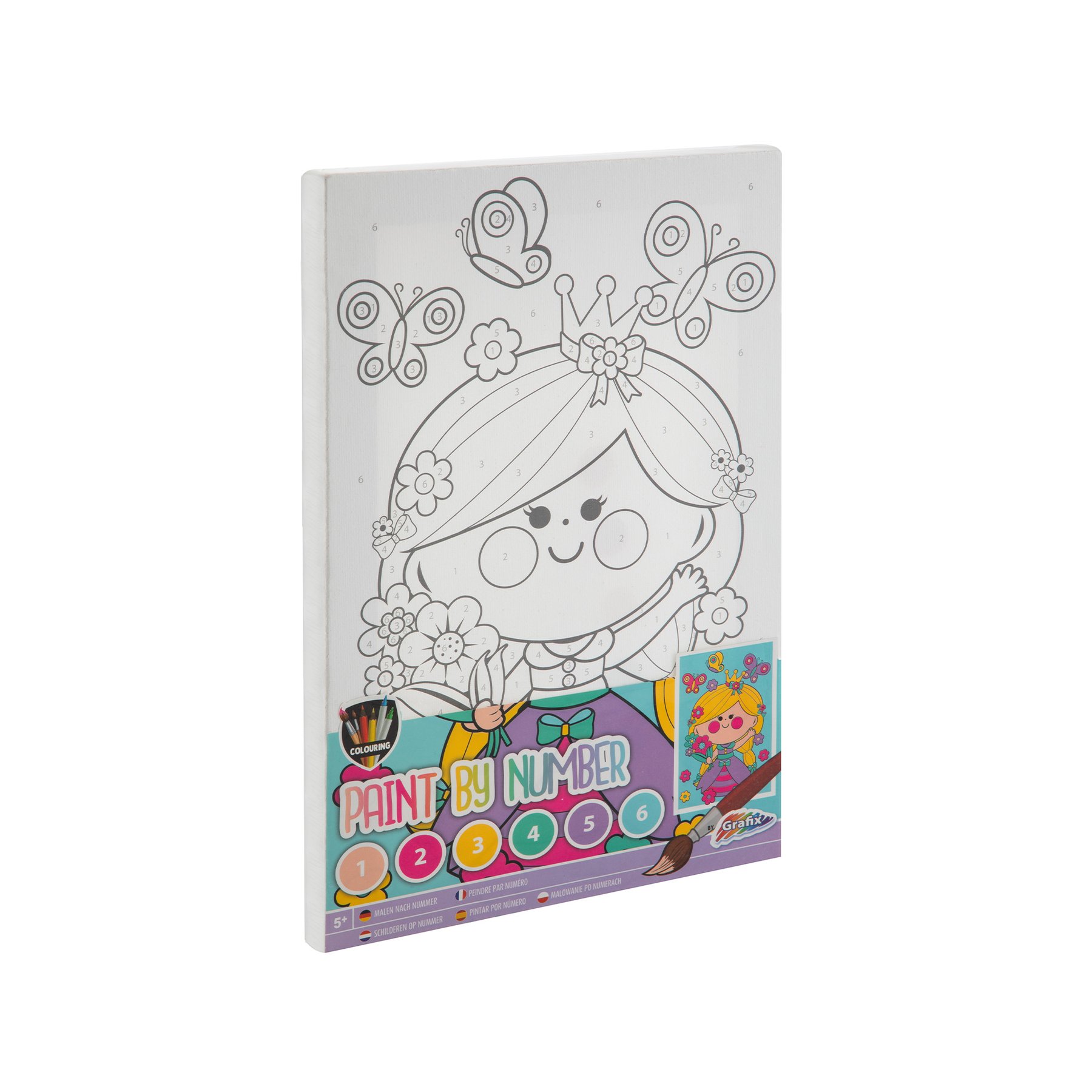 Moxy Painting canvas Princess, by numbers, with brush and paints, 297 x 195 mm