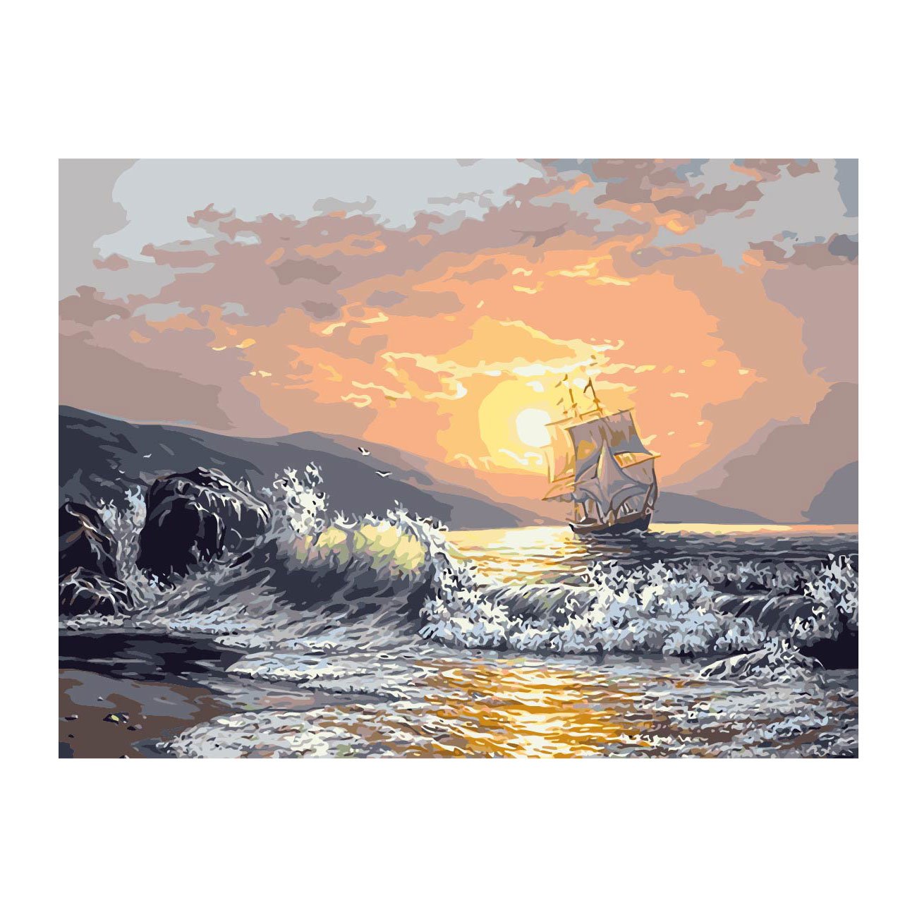 Foska Paint by Numbers Set Ship, 40 x 50 cm