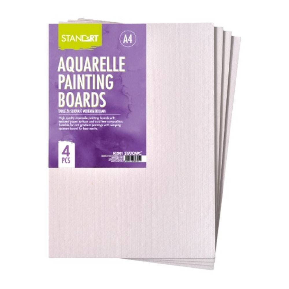 Standart Board Mounted Watercolour Canvas, A4, 4 pcs