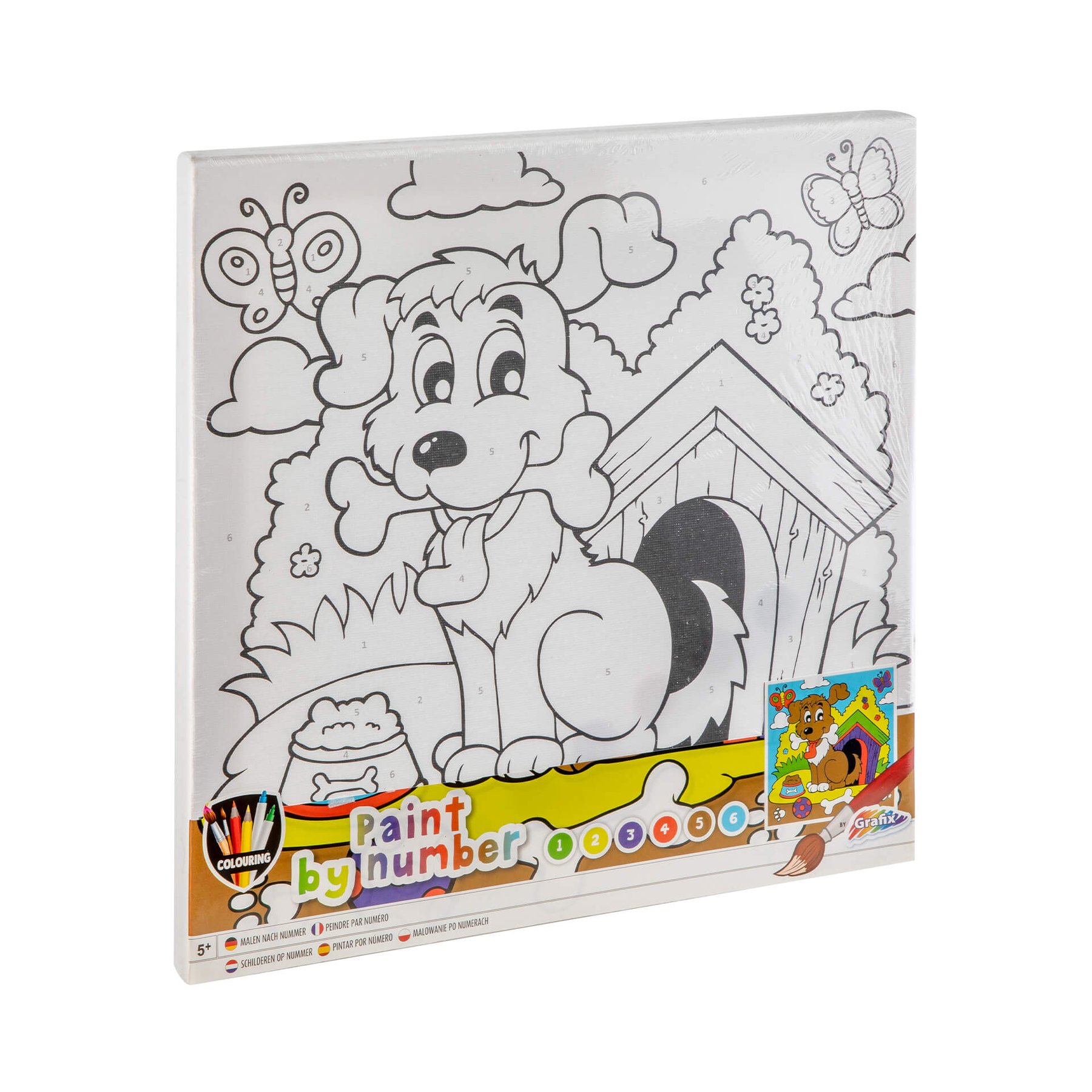 Moxy Painting by numbers set Dog, with 6 paints and 2 brushes