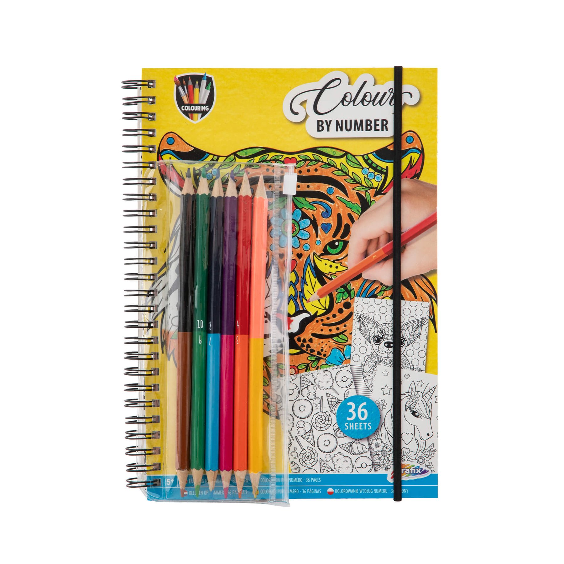 Moxy Paint by numbers set, 36 sheets, with 6 pencils