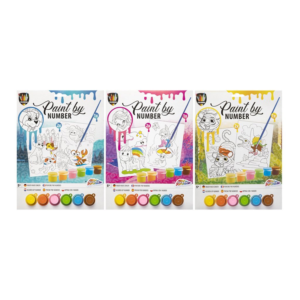 Moxy Paint-by-Numbers Set, A4, 2 templates, assorted, pack of 48