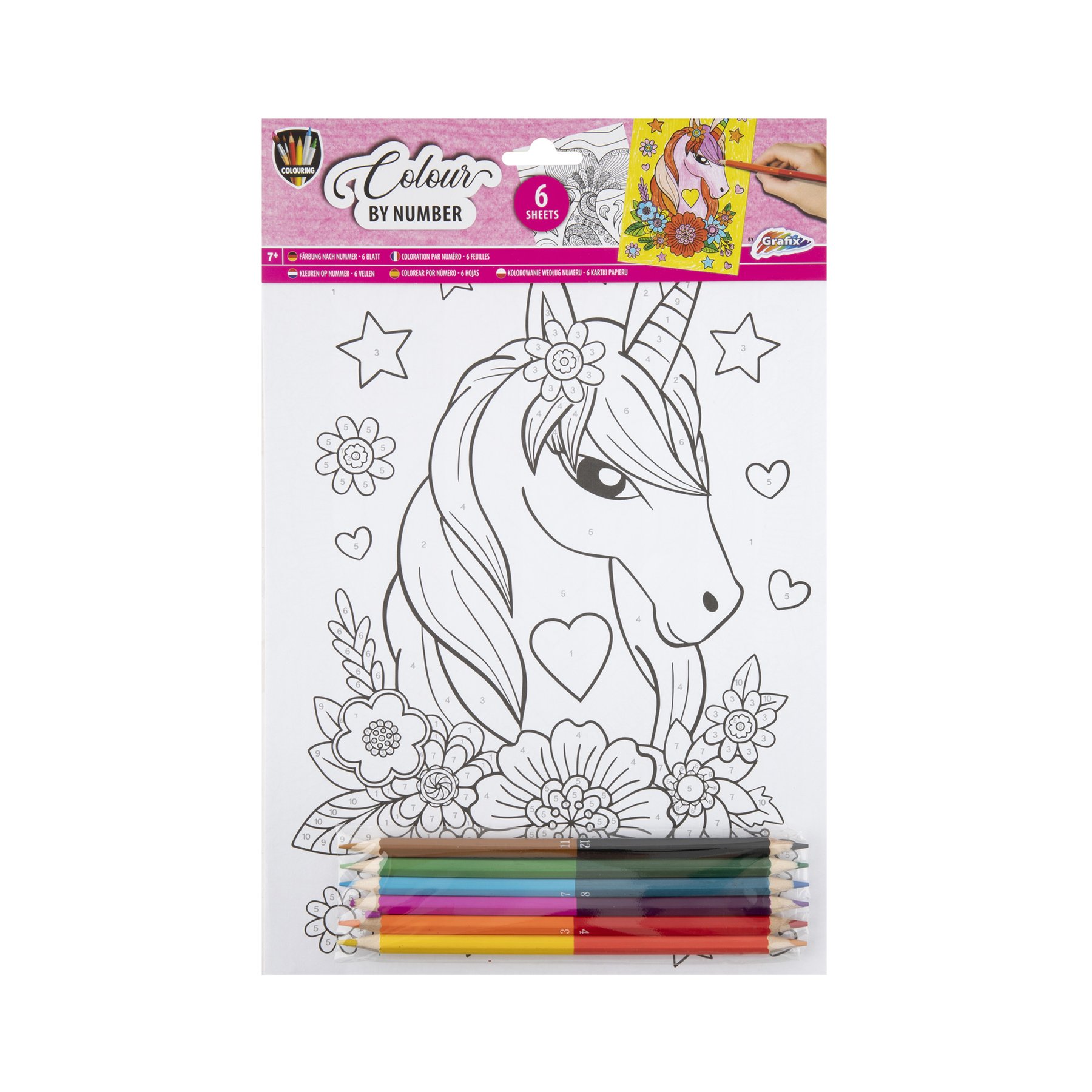 Moxy Paint by numbers Unicorn, A4, with 6 pencils, 6 sheets