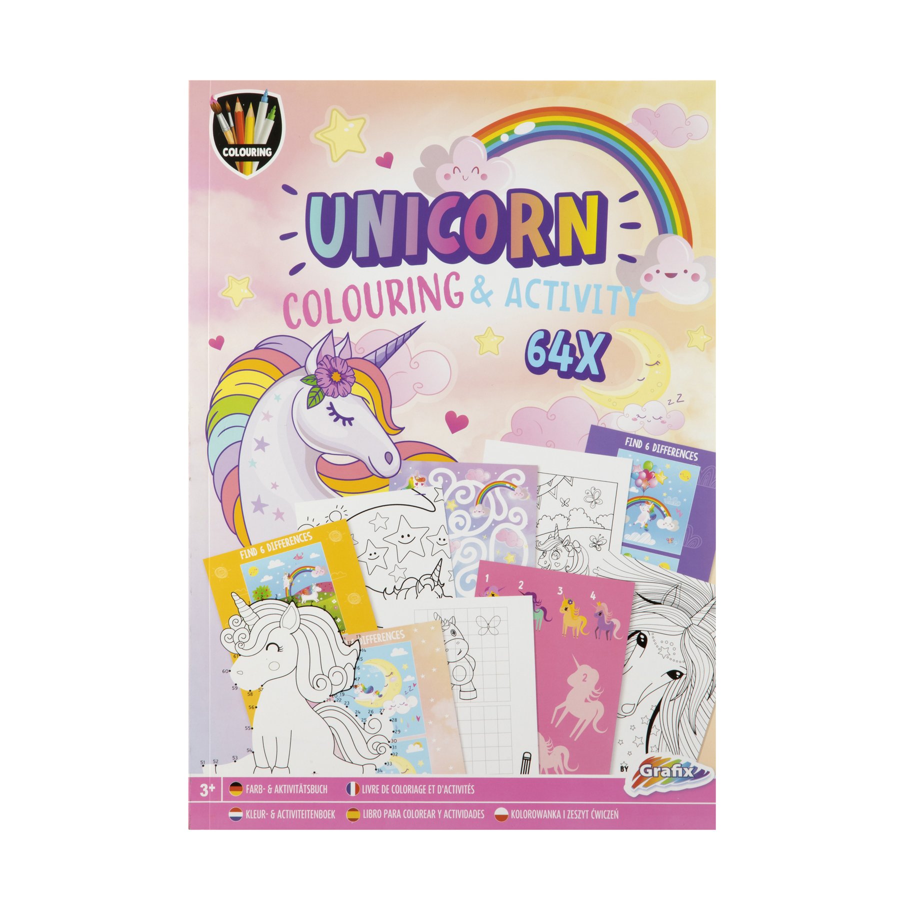 Moxy Colouring & Activity Book Unicorn, A4, 64 pages