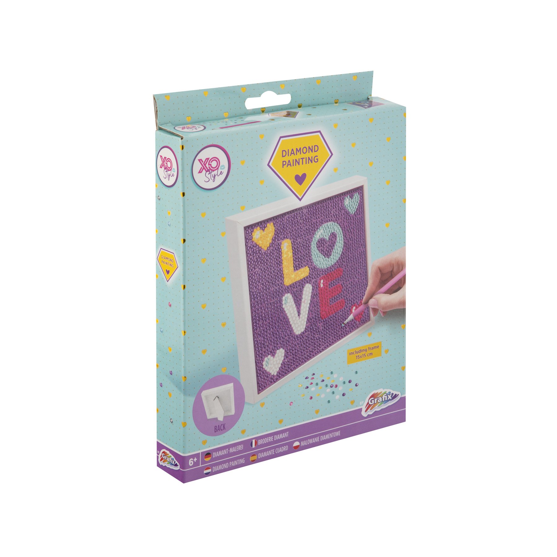 Moxy Bead painting Love, with frame included, 15 x 15 cm