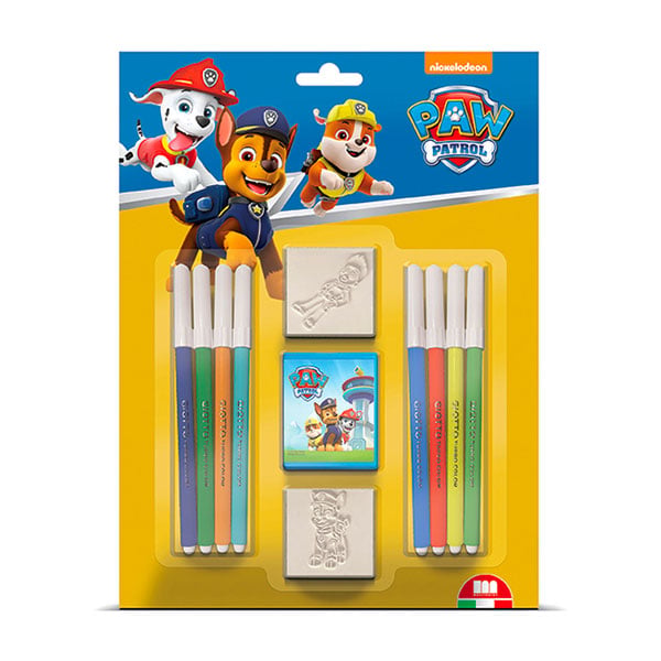 Multiprint Paw Patrol set, for boy, with 2 stamps and 8 markers