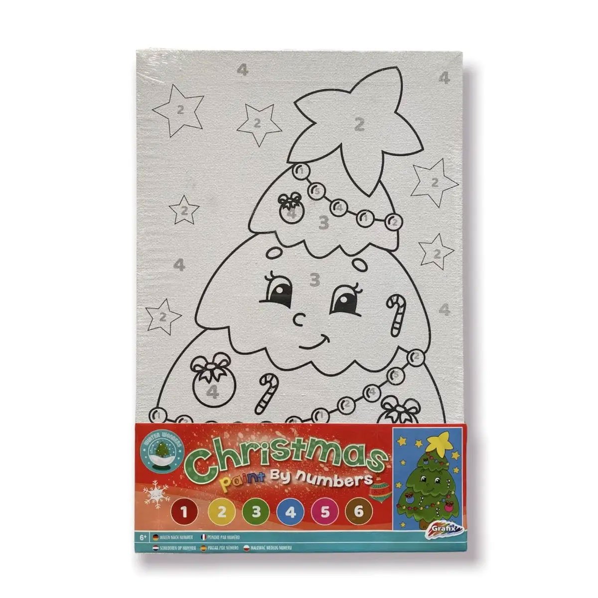 Moxy Painting canvas Christmas tree, by numbers, with paints