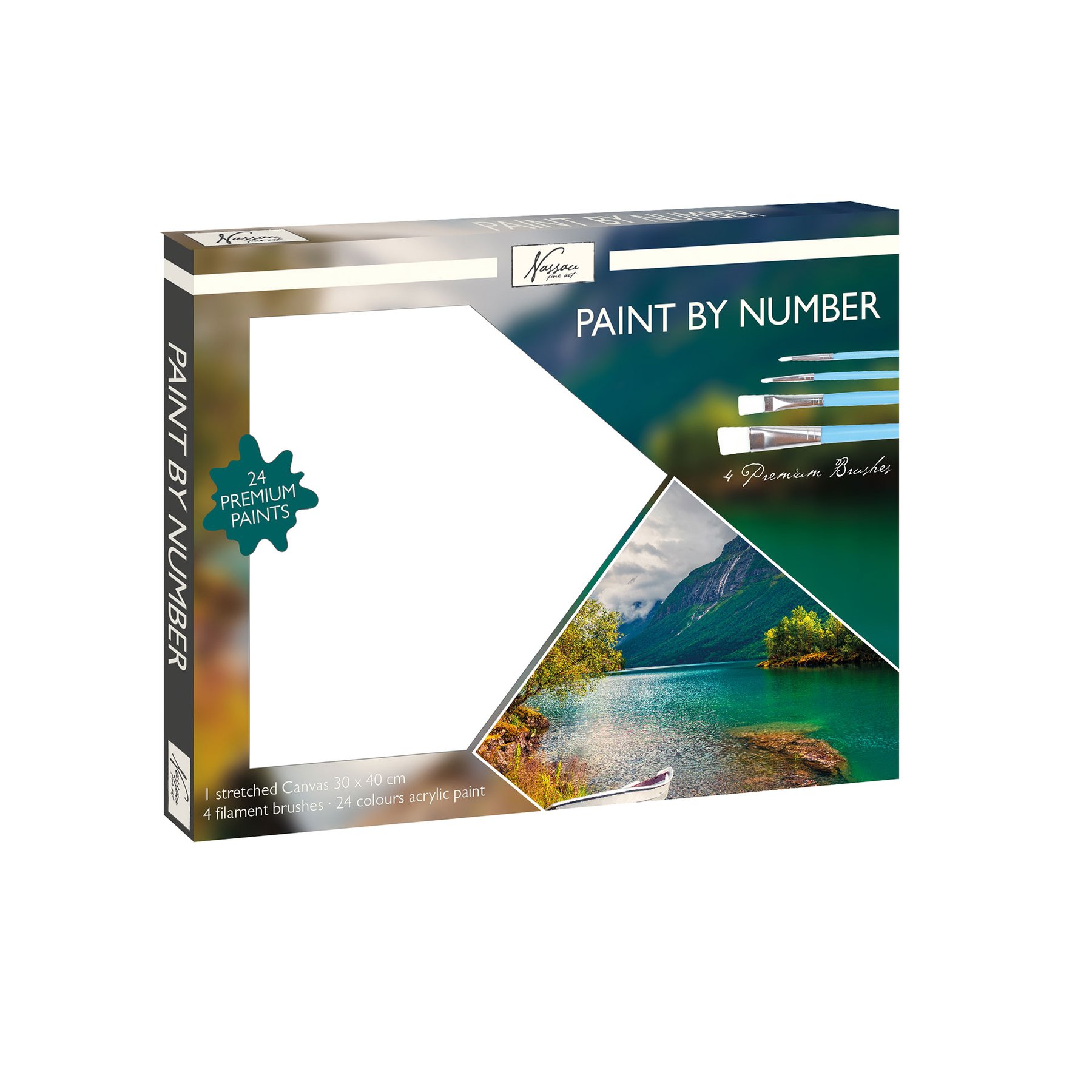 Nassau Paint by Numbers Kit Landscape, with 24 paints and 4 brushes