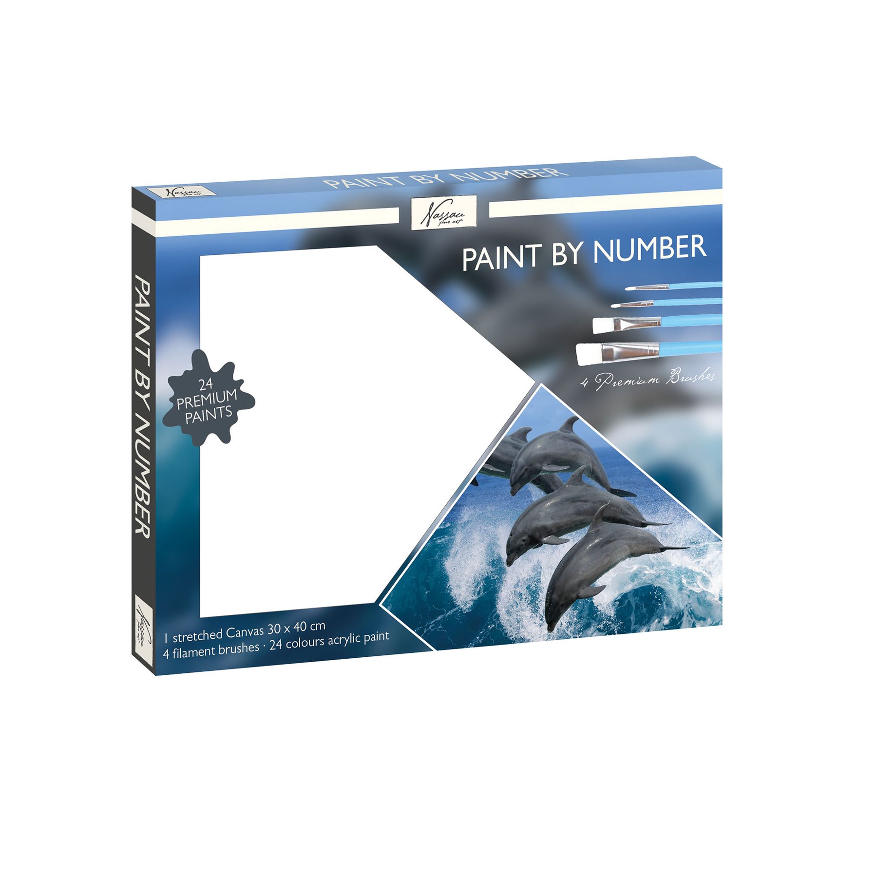 Nassau Paint by numbers Dolphin, 24 paints & 4 brushes