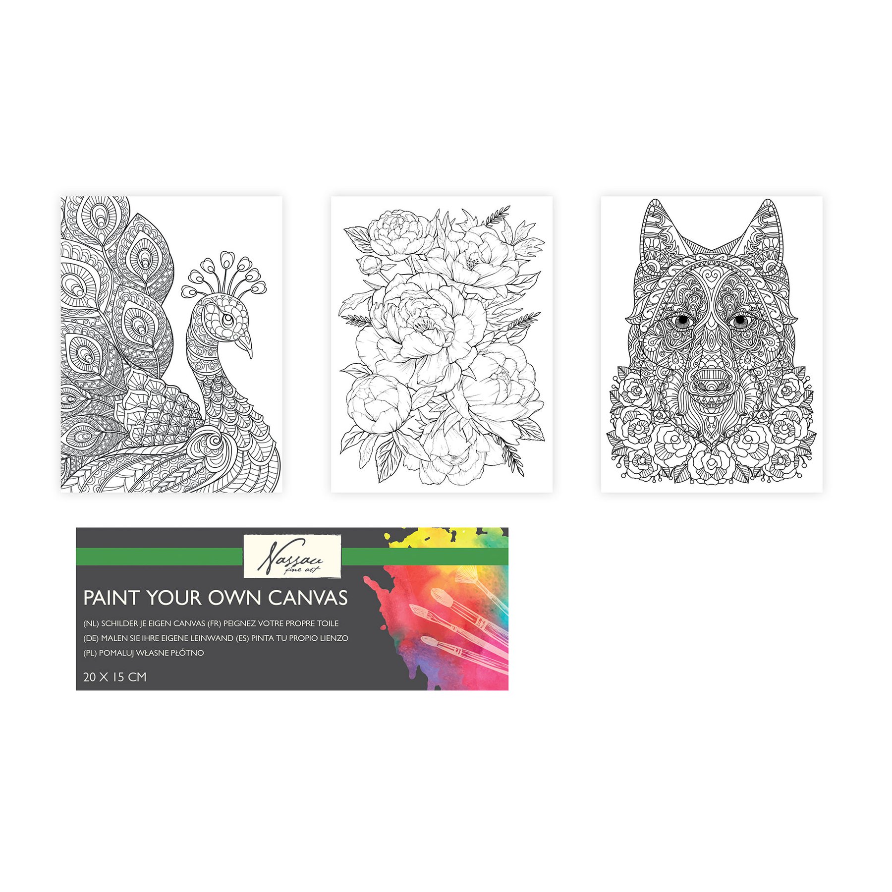 Nassau Coloring Canvas, assorted, 20 x 15 cm, 12 pieces