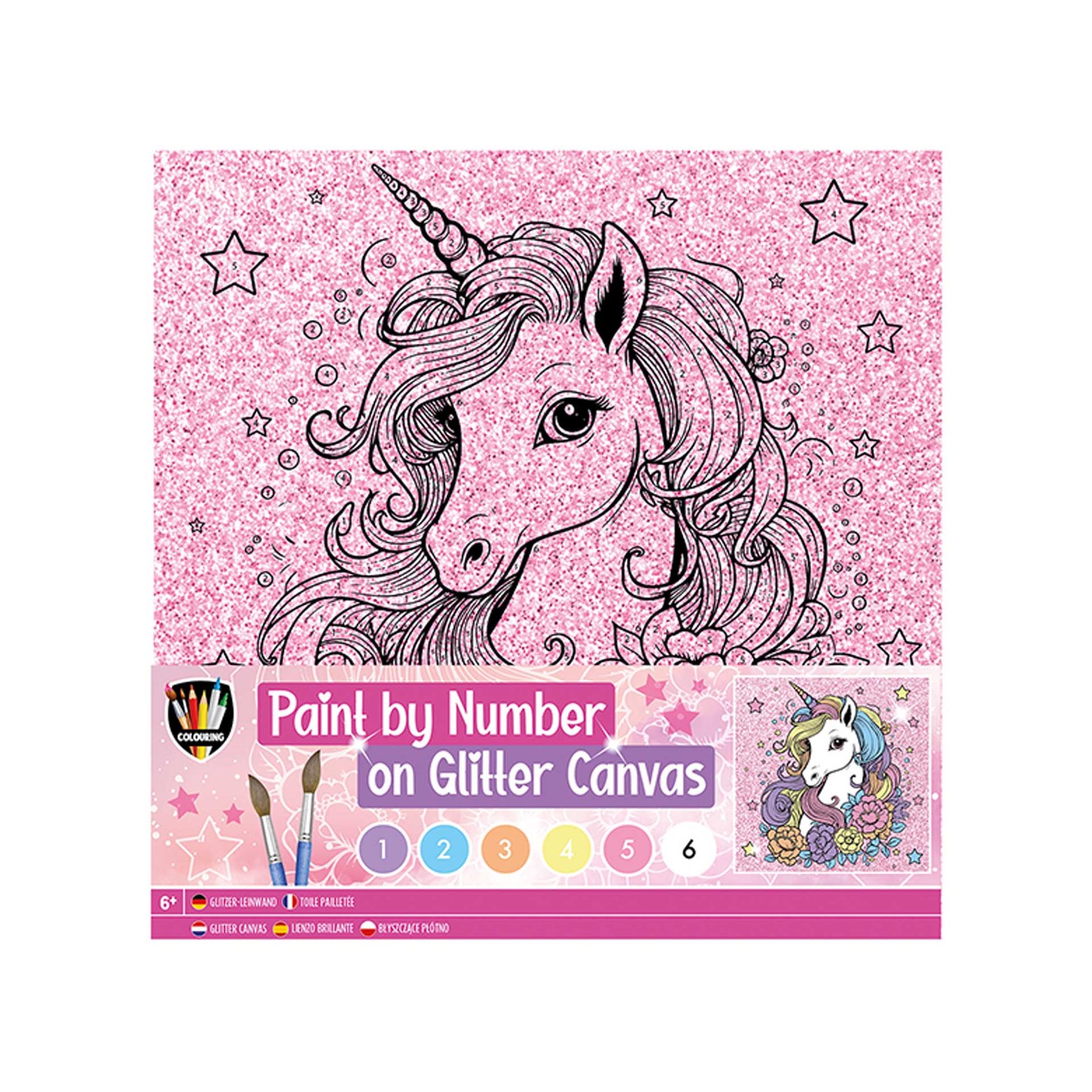 Moxy Paint-by-numbers canvas Unicorn, 25 ? 25 cm