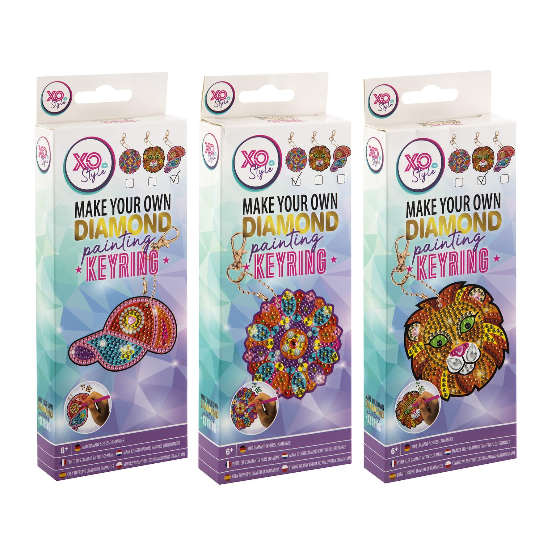 Moxy Bead drawing keychain, assorted, 48 pieces