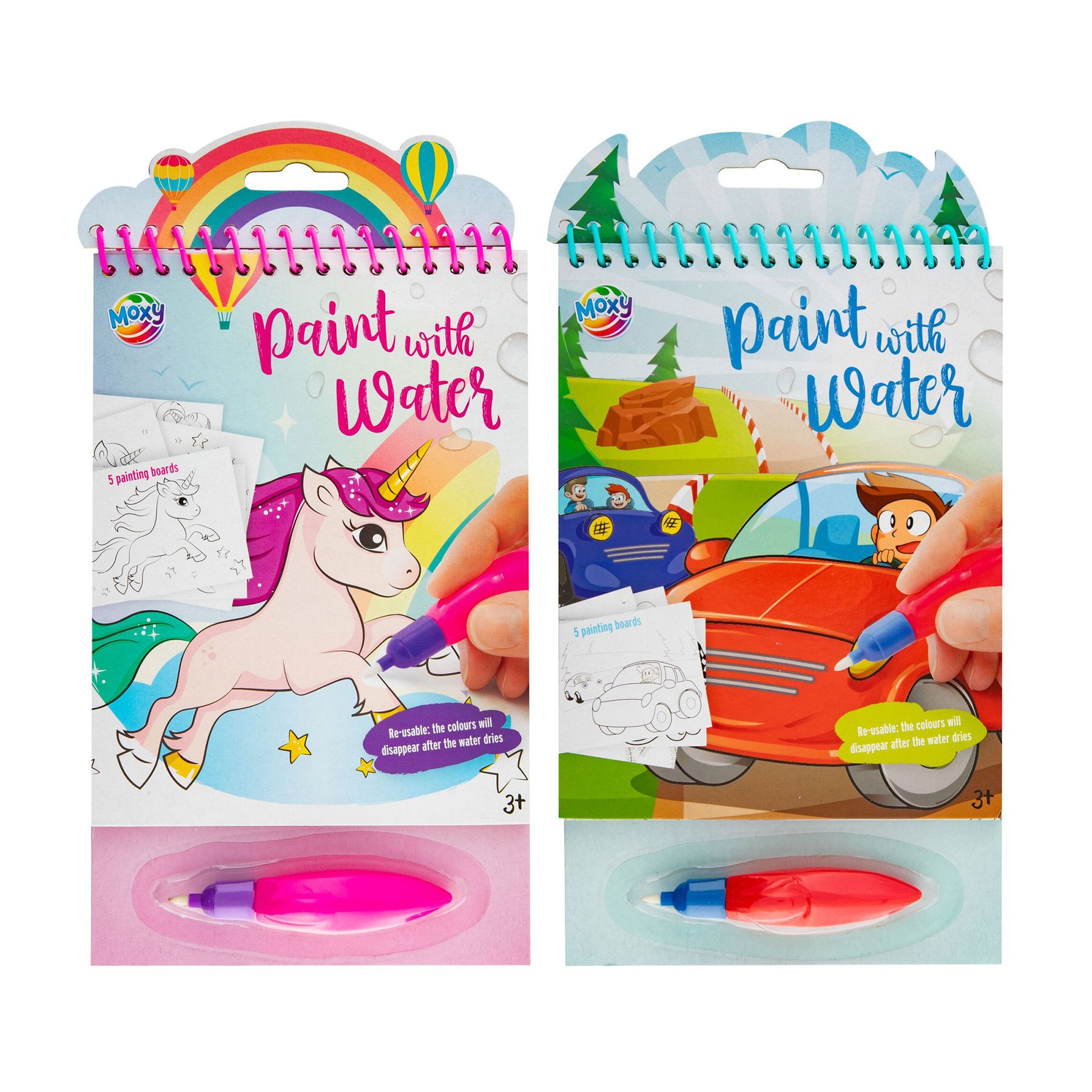 Moxy Water-Drawing Set, with pen, assorted, 48 pcs