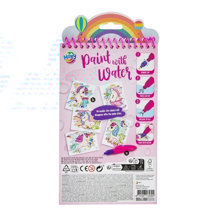 Moxy Комплект за рисуване с вода Еднорог, с включена химикалка