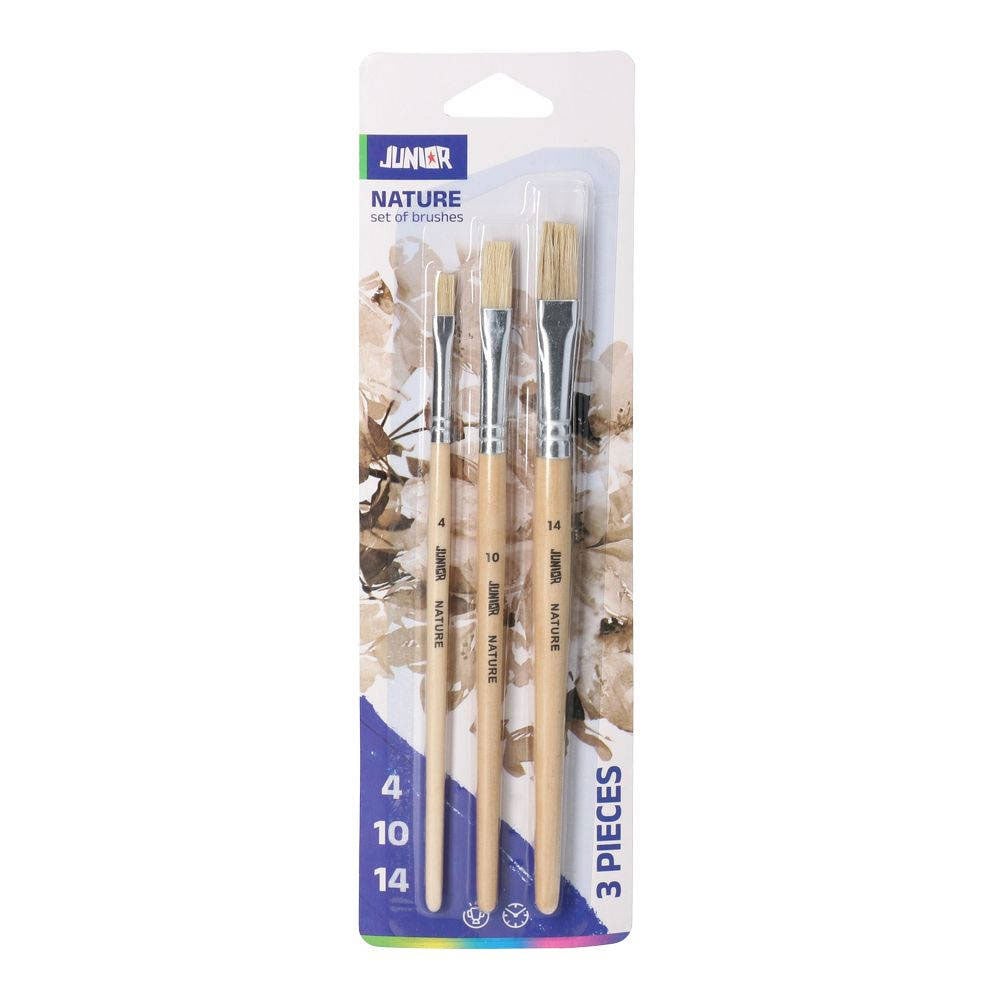 Junior Nature Paint Brush Set, flat, No. 4, 10 and 14, 3 pcs