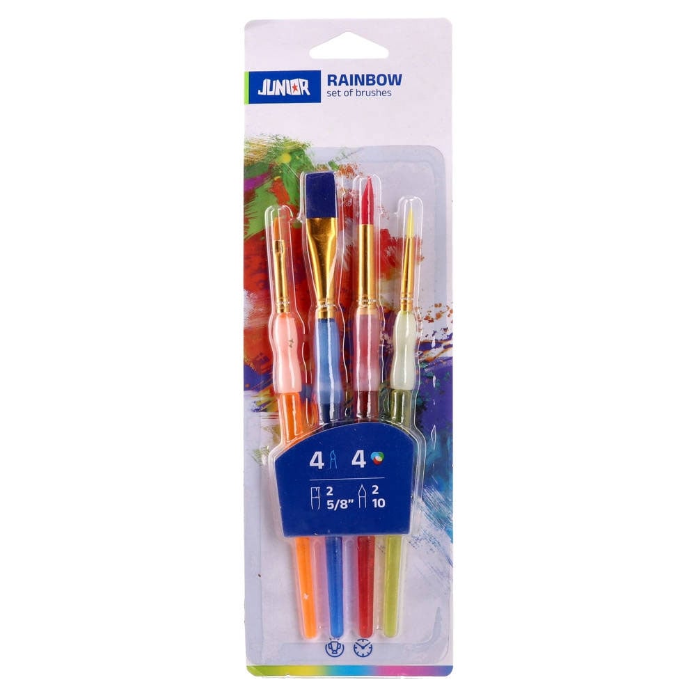 Junior Syntip Paint Brush Set, flat No. 2 and 5, round No. 2 and 10, 4 pcs