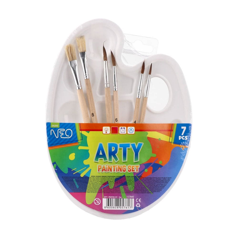 Sazio Arty Paint Brush Set, 6 pcs, with oval palette