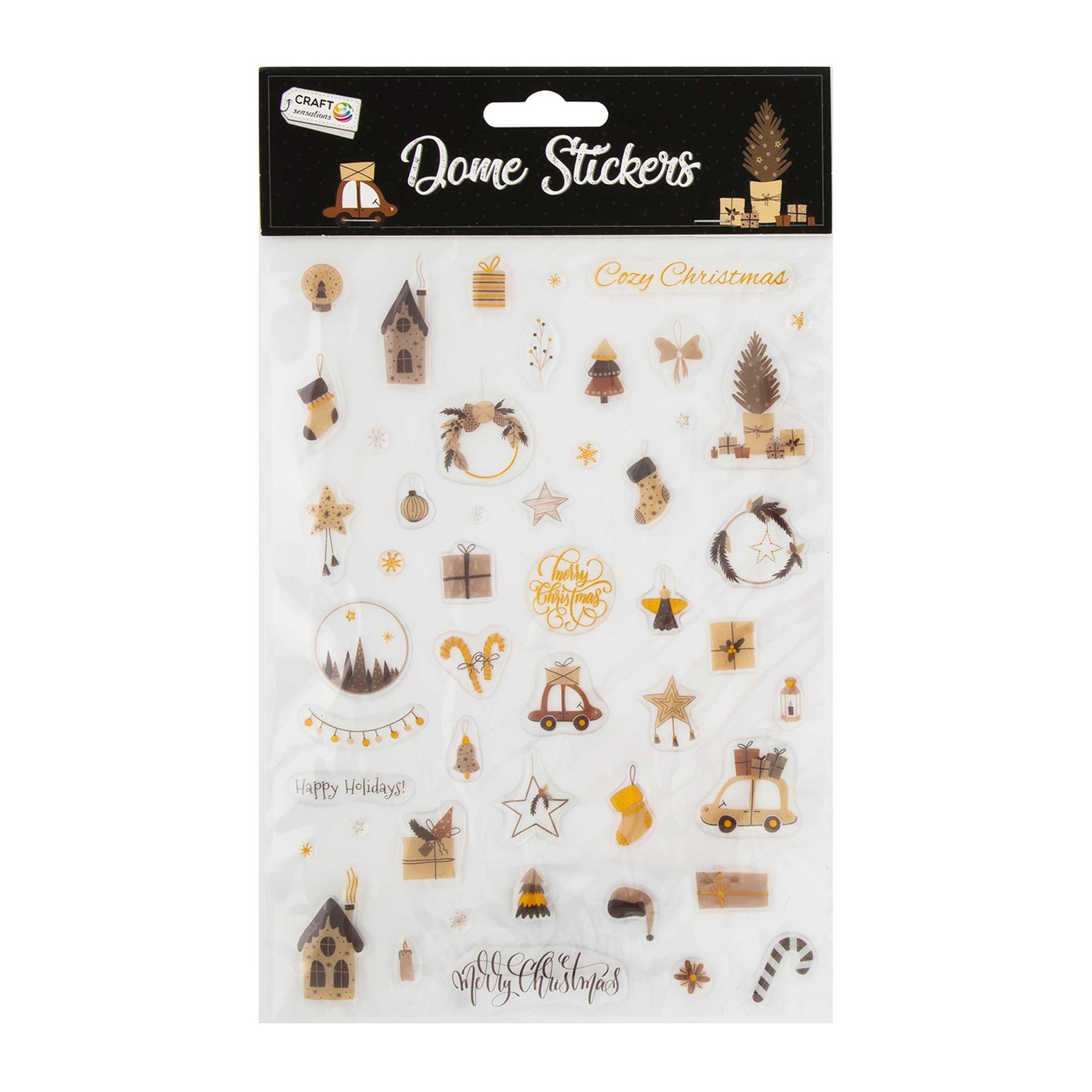 Craft ID Stickers, Epoxy, Christmas Motifs, Gold-Brown