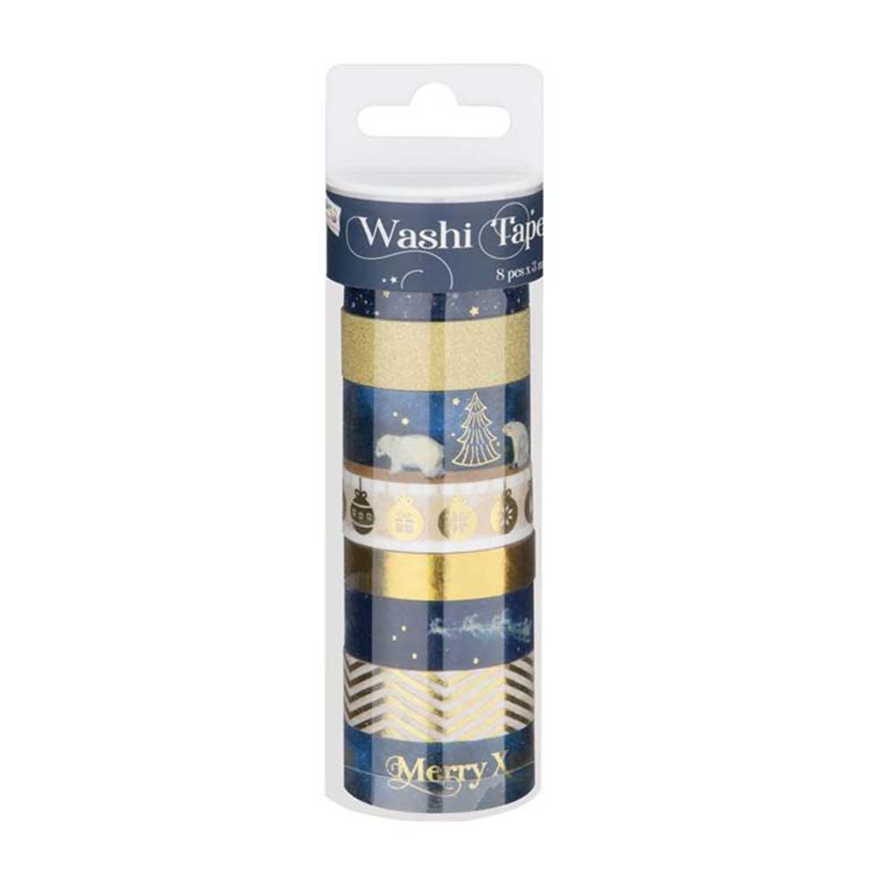 Craft ID Decorative Tape with Christmas Motifs, 3 m, 8 pcs., blue