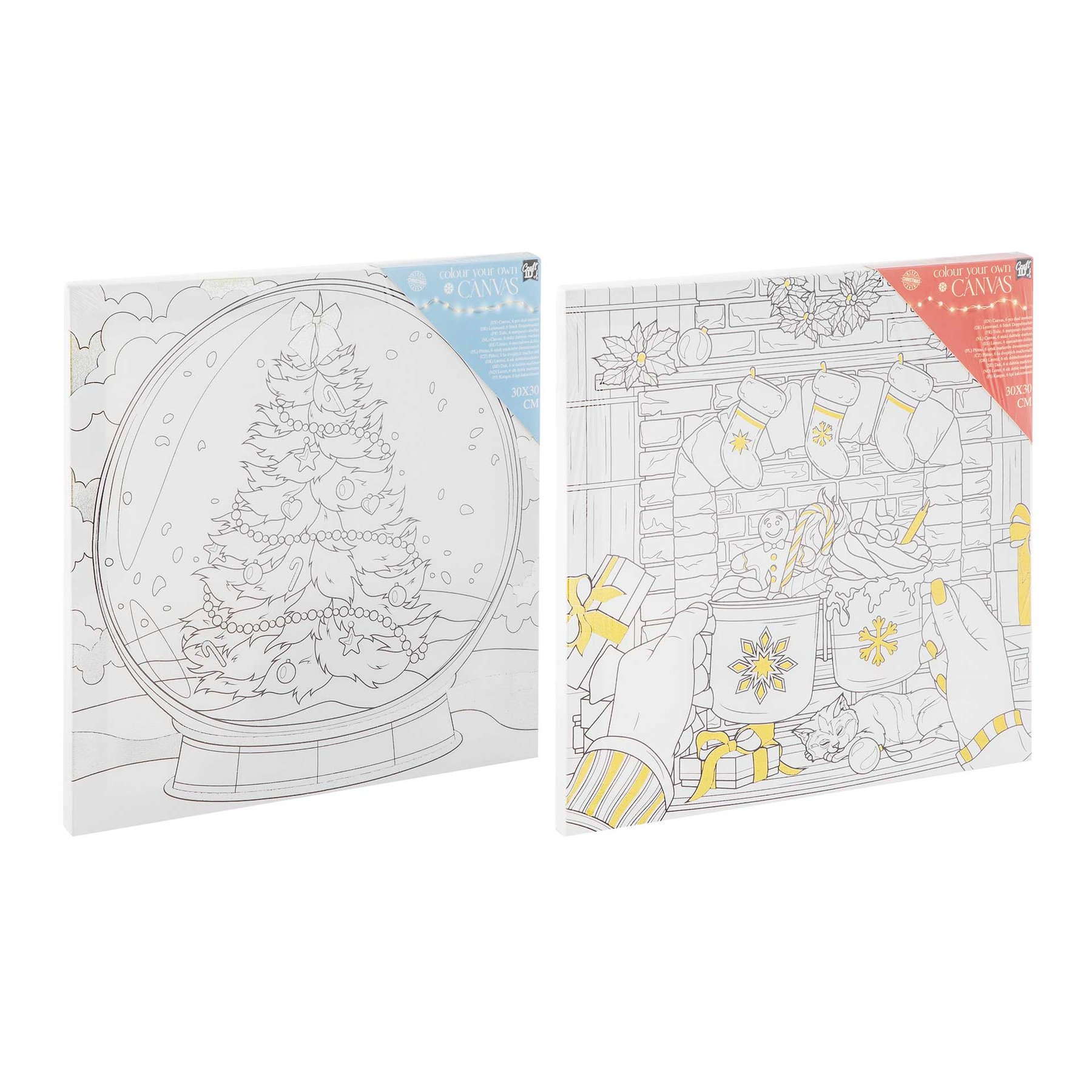 Craft ID Coloring Canvas, 30 x 30 cm, with 6 markers, assorted, pack of 48