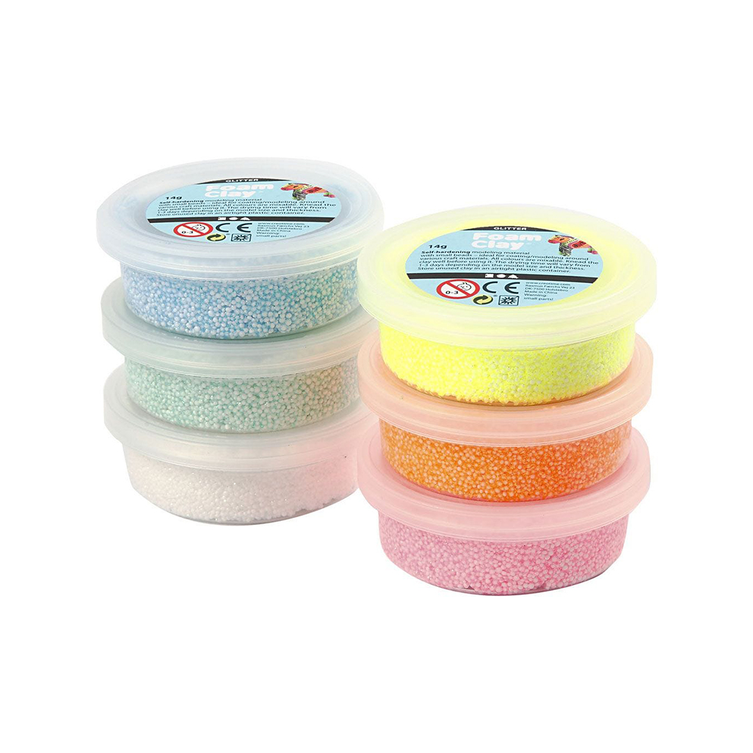 Creativ Company Plasticine, foam, 6 x 14 g, neon colors