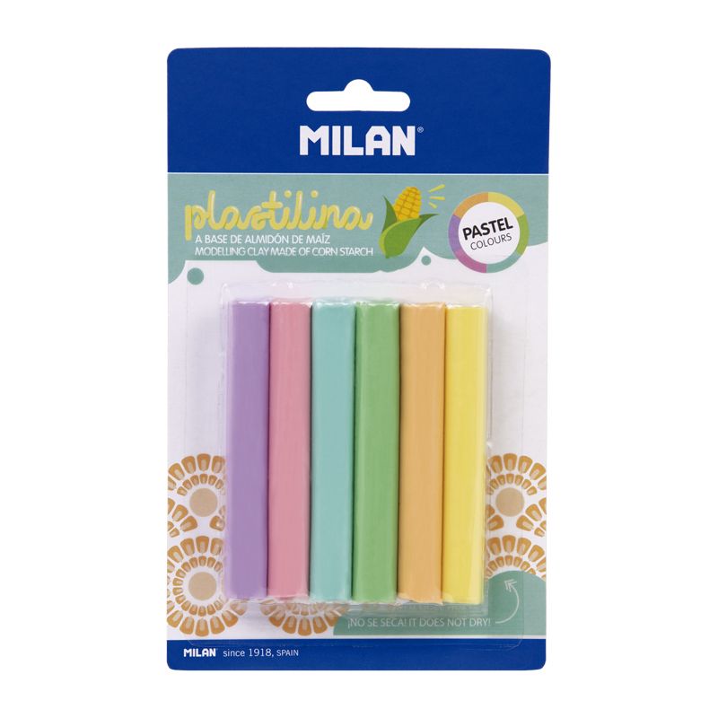 Milan Plasticine, 6 pastel colours, 70 g