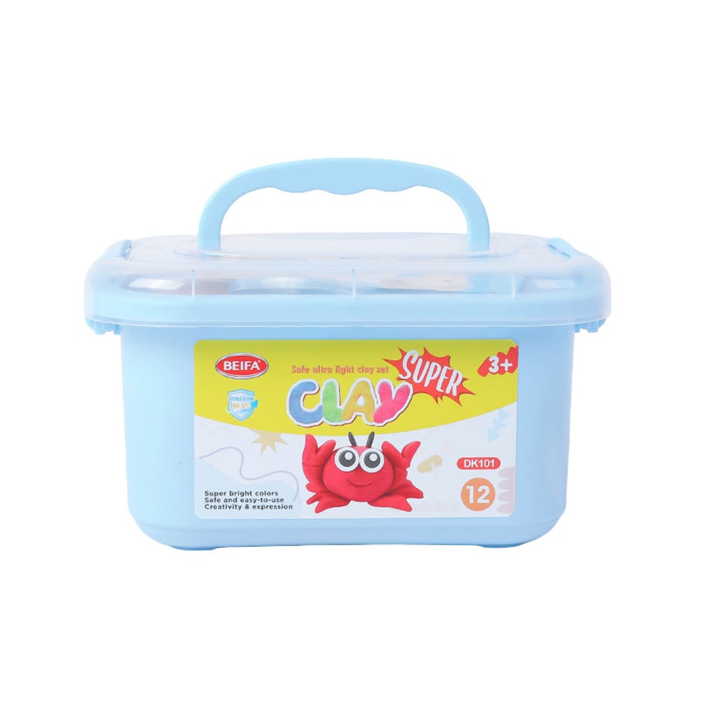 BEIFA PLASTYLINE 120 GRAMS 12 COLORS IN BOX WITH HANDLE