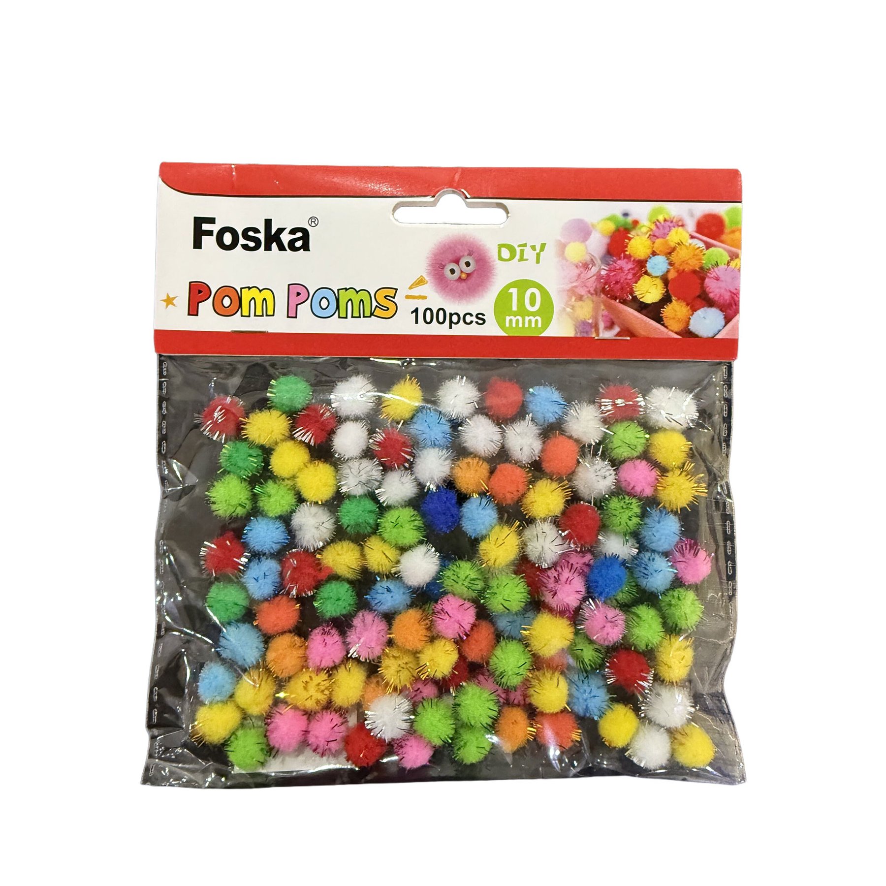 Foska Pompons for Decoration, with glitter, 100 pcs