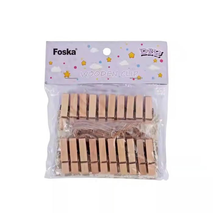 Foska Clips, wooden, 35 x 7 mm, 20 pcs