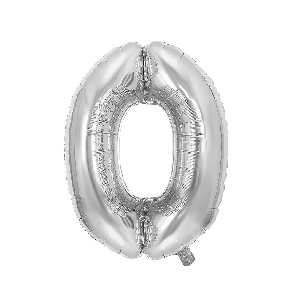 Festa Foil Balloon, number 0, 81 cm, silver