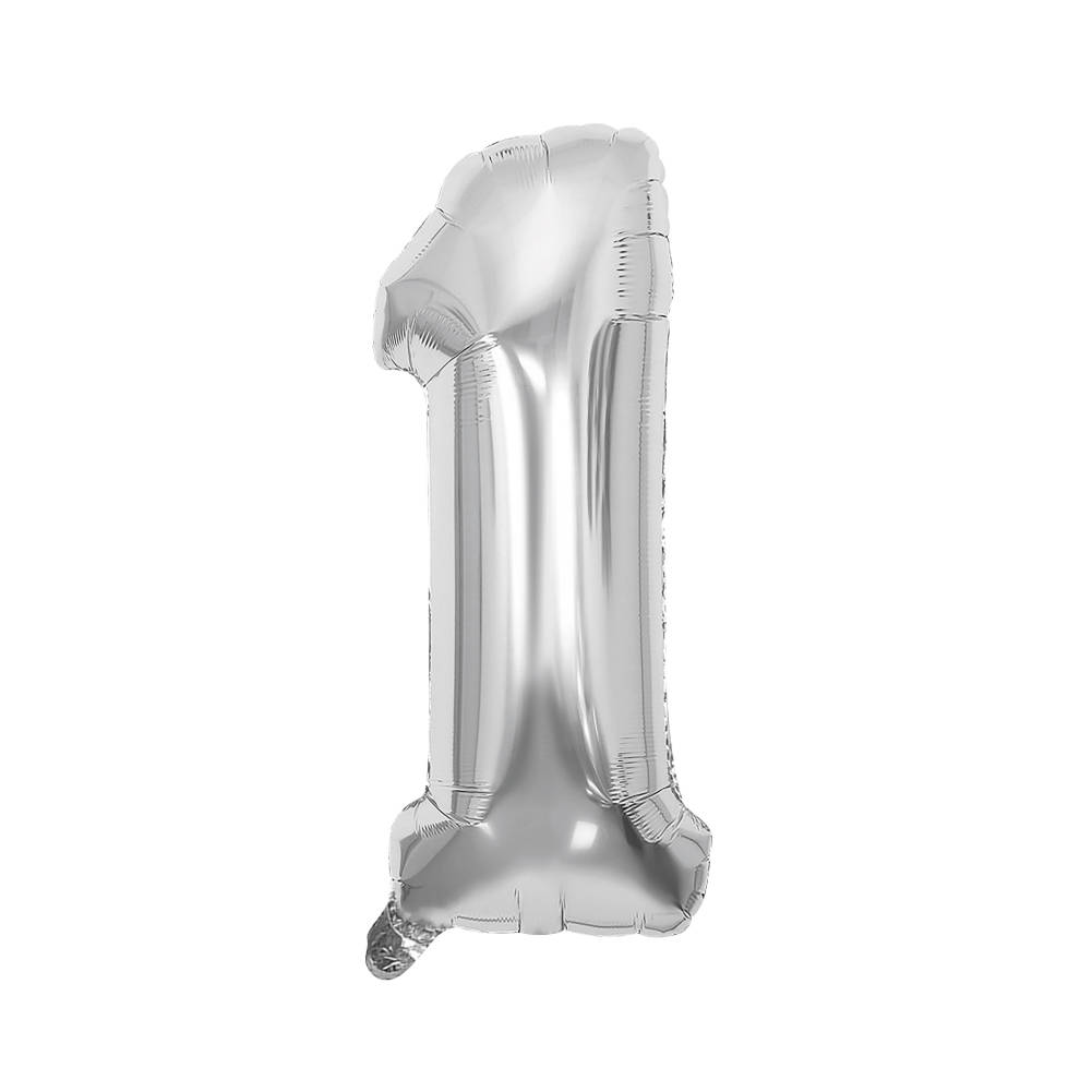 Festa Foil Balloon, number 1, 81 cm, silver