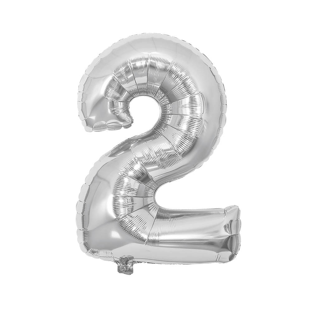 Festa Foil Balloon, number 2, 81 cm, silver