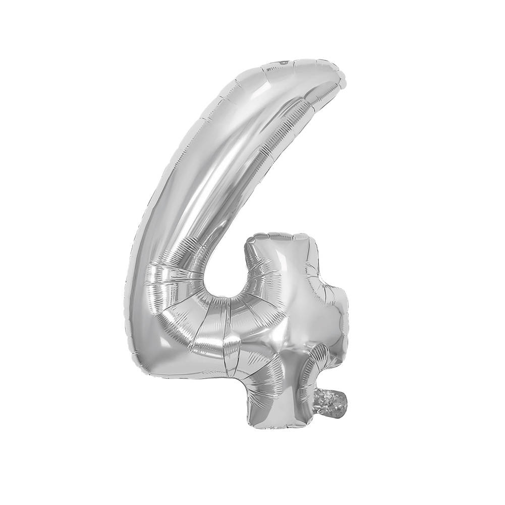Festa Foil Balloon, number 4, 81 cm, silver