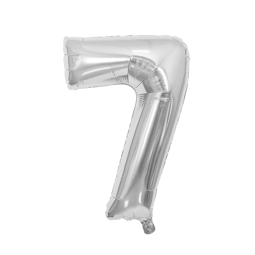 Festa Foil Balloon, number 7, 81 cm, silver