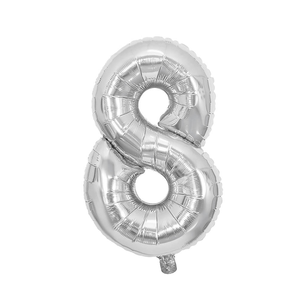 Festa Foil Balloon, number 8, 81 cm, silver