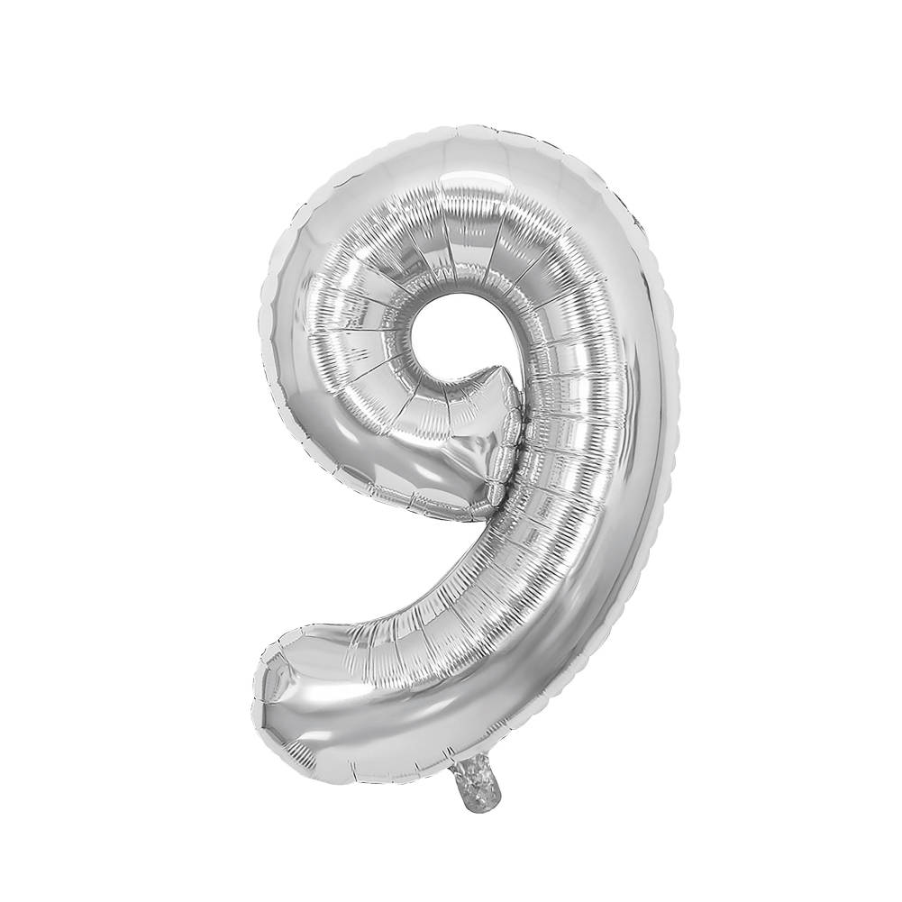 Festa Foil Balloon, number 9, 81 cm, silver