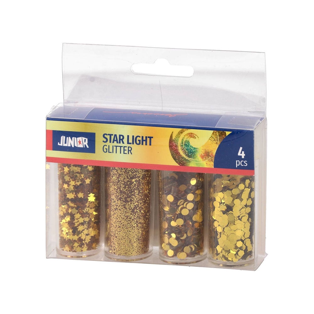 Junior Glitter and Confetti, gold, 4 pcs