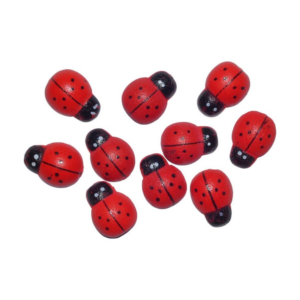 Junior Wooden Ladybirds for Decoration, 10 pcs