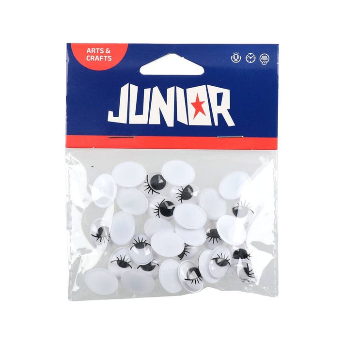 Очички Junior, мърдащи, овална форма и мигли, 12 х 16 mm, 30 броя