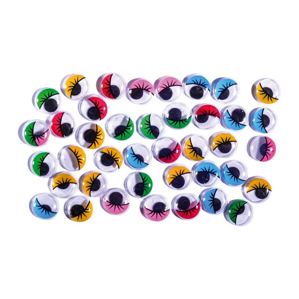 Junior Wiggly Eyes, colourful, with eyelashes, 12 mm, 40 pcs
