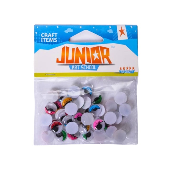 Очички Junior, мърдащи, цветни, с мигли, 12 mm, 40 броя