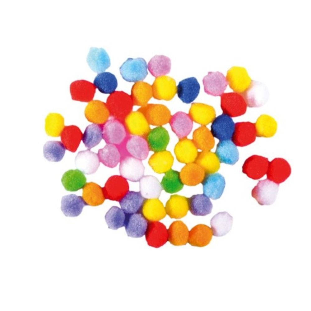 Junior Decorative Pom-Poms, 10 mm, multicolour, 30 pcs