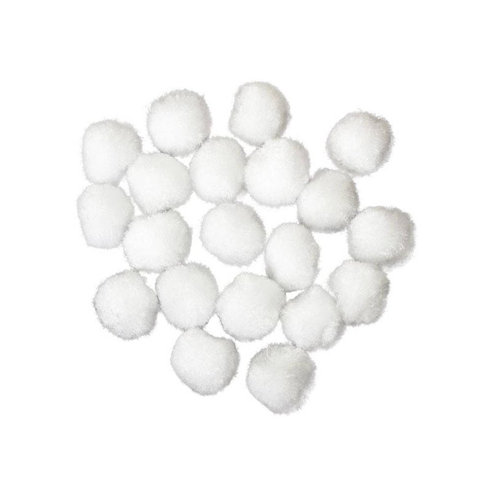 Junior Decorative Pom-Poms, 20 mm, white, 20 pcs